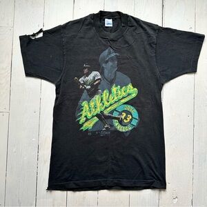 Vintage Salem Sportswear Jose Canseco Oakland A’s T-shirt Black Large **READ**